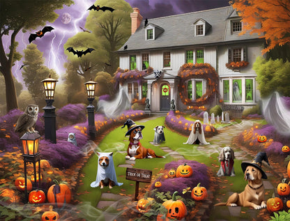 Dogs at a Haunted House 1000 or 500 Piece Jigsaw Puzzle