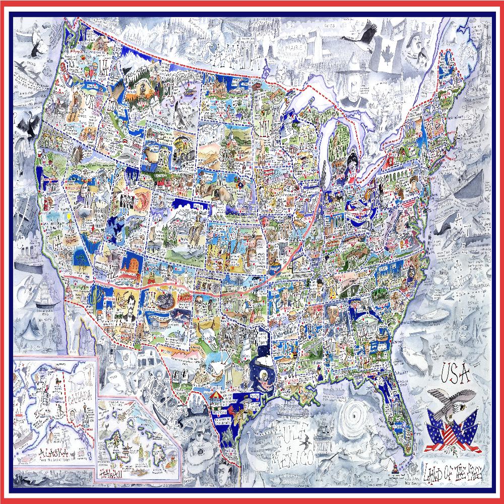 Tim Bulmer's USA Map Jigsaw & Tea Towel Gift Bundle