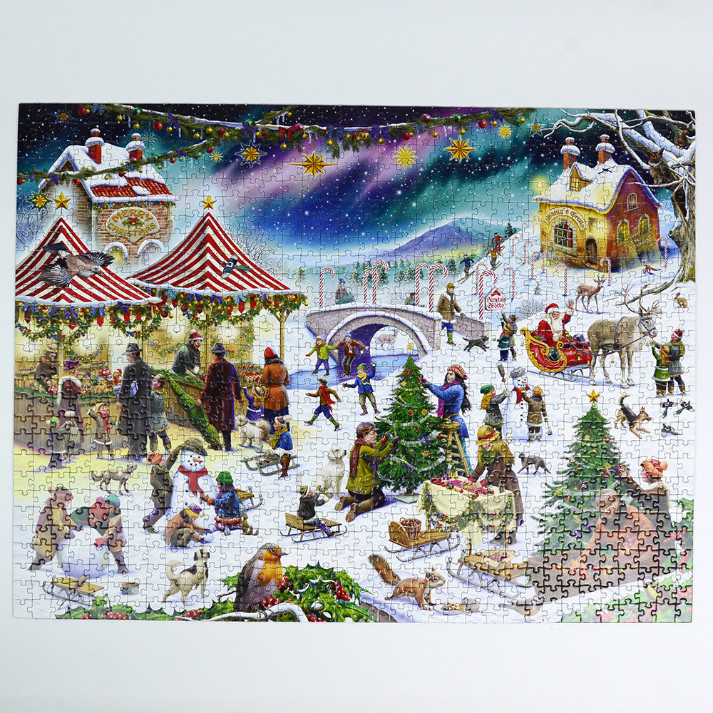 Christmas Village Fair - Festive Jigsaw Puzzle by Rudolf Farkas