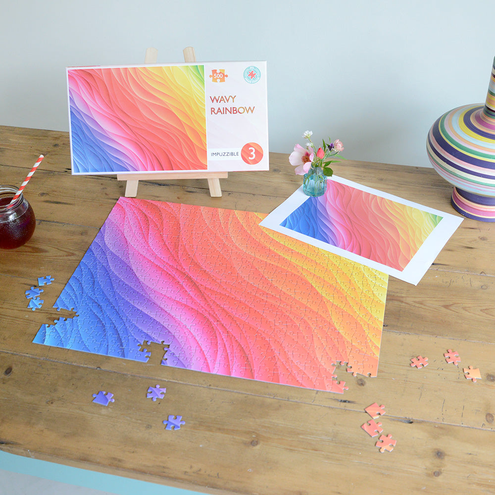 Wavy Rainbow - Impuzzible No.3 - 1000 or 500 Piece Jigsaw Puzzle