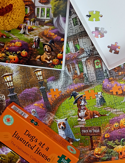 Dogs at a Haunted House 1000 or 500 Piece Jigsaw Puzzle