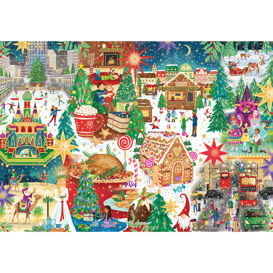 Christmas Around The World - Gold Foil 500 Piece Jigsaw Puzzle