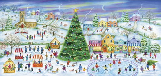 Skating in the Village 636 Piece Jigsaw Puzzle