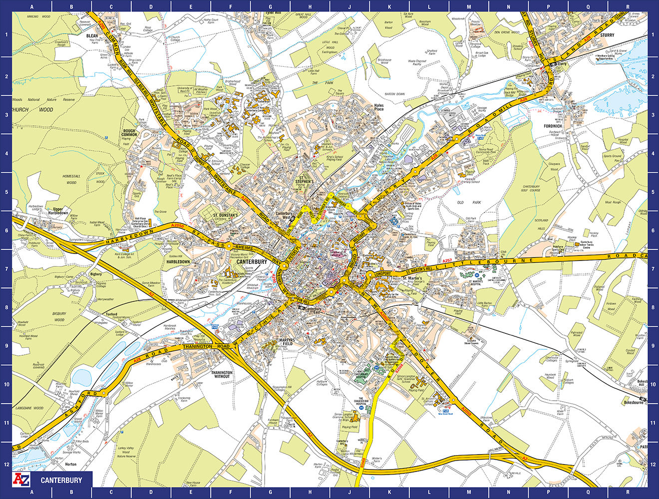 A to Z Map of  Canterbury 1000 Piece Jigsaw