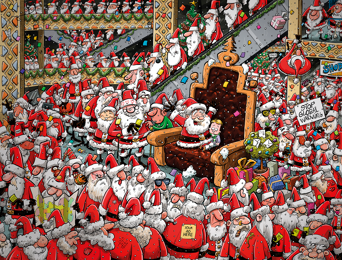 Chaos at Santa's Grotto - No. 14 1000 or 500XL Christmas jigsaw puzzle