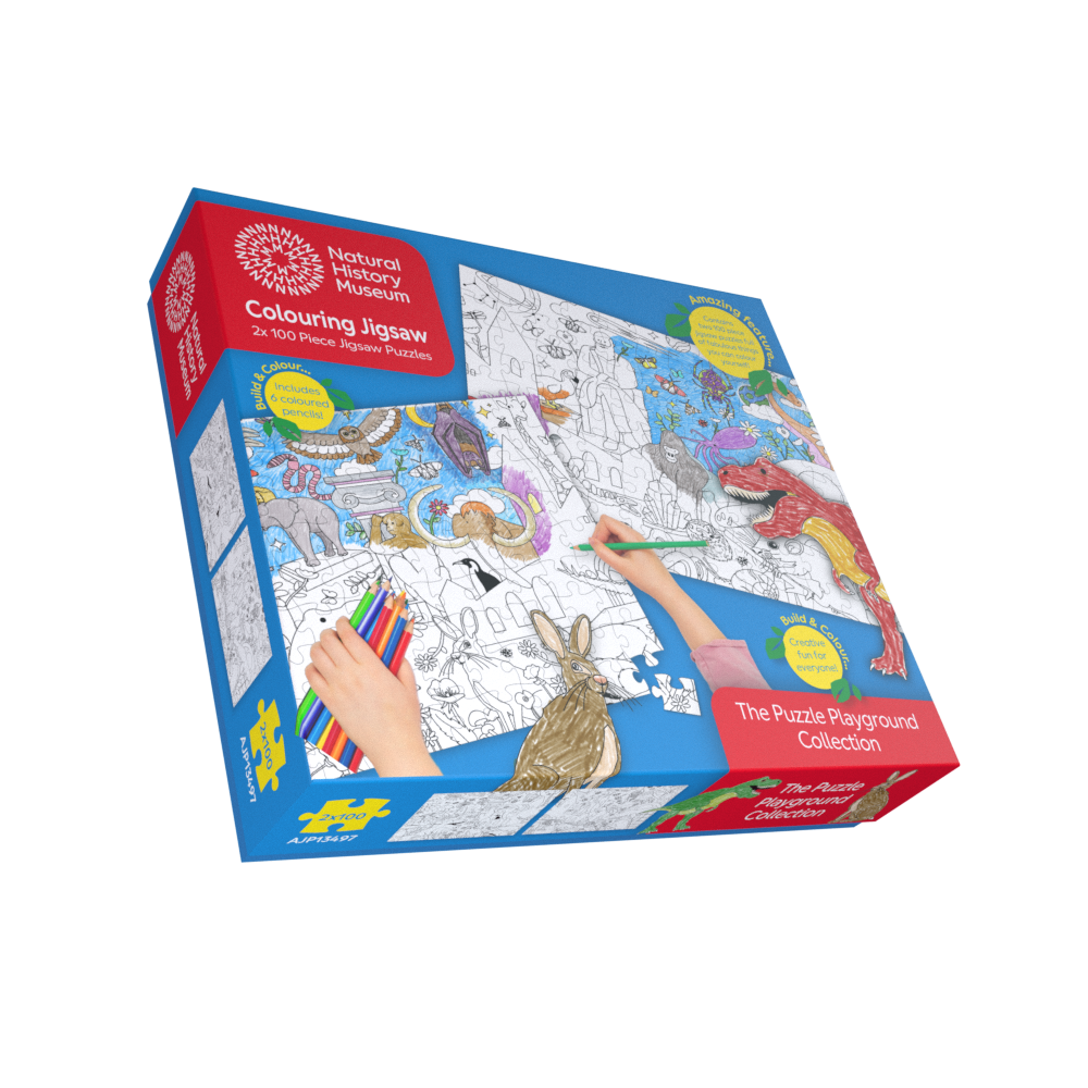 Natural History Museum Colouring 2 x 100 Piece Jigsaw Puzzle Set