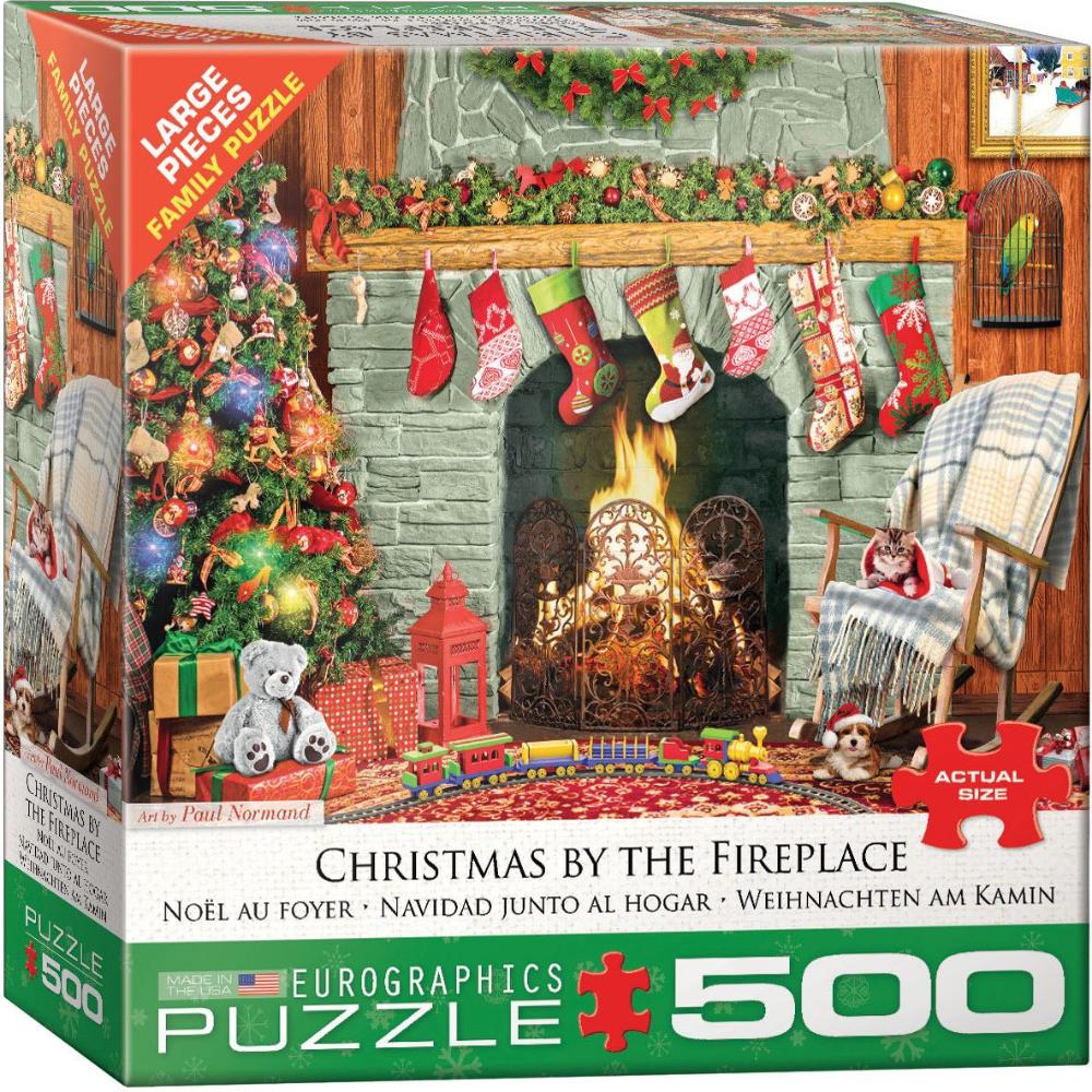 Christmas by the Fireplace 500 Piece Jigsaw Puzzle