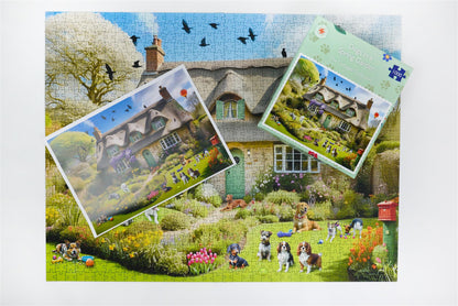 Dogs In A Spring Cottage Garden 1000 Piece Jigsaw