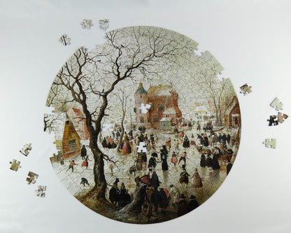 A Winter Scene with Skaters near a Castle - National Gallery 400 Piece Circular Jigsaw Puzzle