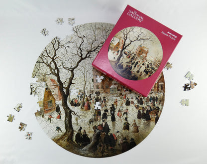 A Winter Scene with Skaters near a Castle - National Gallery 400 Piece Circular Jigsaw Puzzle