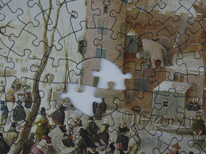 A Winter Scene with Skaters near a Castle - National Gallery 400 Piece Circular Jigsaw Puzzle